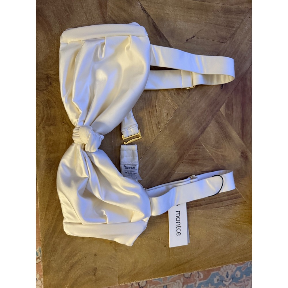 NWT Monte Hayden Bikini Top Cream Silkie Knot Front Sz L Large Swimwear - Picture 6 of 8